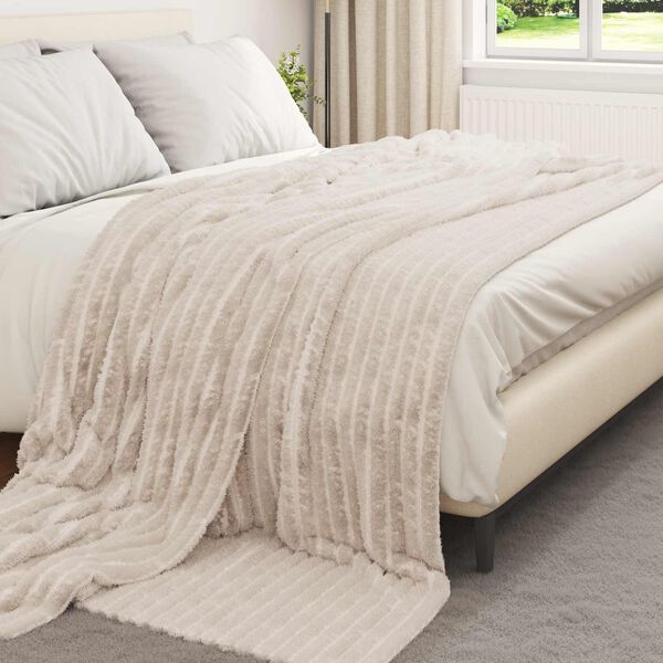 vidaXL &Uuml;berwurfdecke Beige 240 x 220 cm Fleece