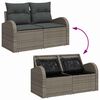 vidaXL Garten-Sofa-Set mit Kissen mit Speicher 9 pcs Grau Poly Rattan