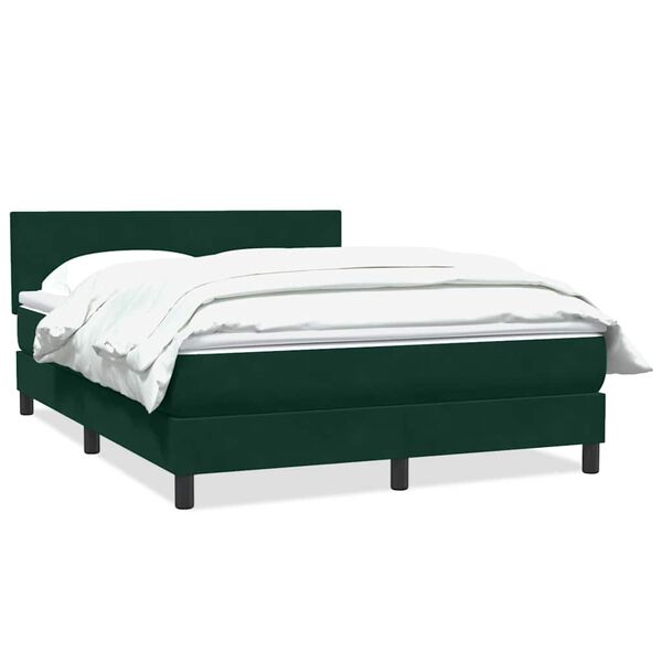 vidaXL Boxspringbett mit Matratze Dunkelgr&uuml;n 160x220 cm Samt