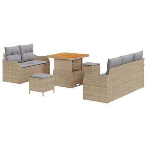 vidaXL Gartensofa-set mit Kissen 8 pcs Beige Poly-Rattan
