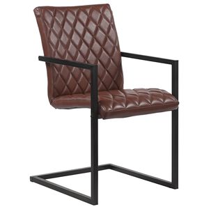 vidaXL Freischwinger 2 Stk. Braun Echtleder