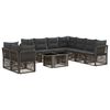 vidaXL Gartensofa-set 10 stk. Grau Poly-Rattan