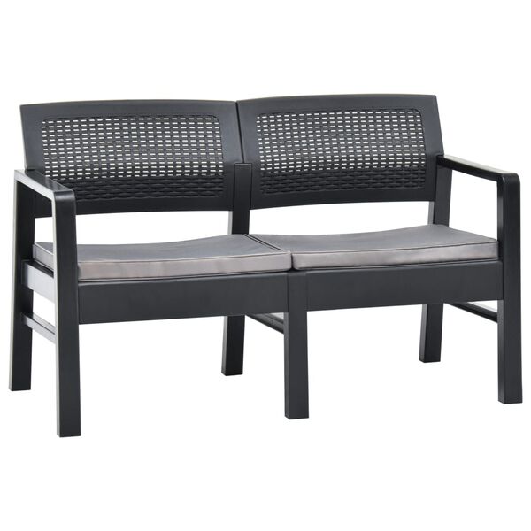 vidaXL Garten-Lounge-Set mit Auflagen 4-tlg. Kunststoff Anthrazit