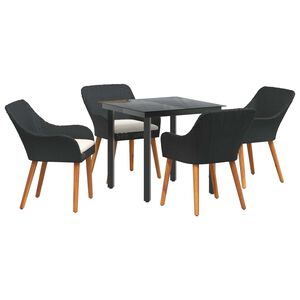 vidaXL Garten Essgruppe mit Kissen 5 pcs Schwarz Poly-Rattan