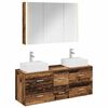 vidaXL Badezimmerm&ouml;bel-Set 4 pcs Altholz Ingenieurholz und Glas