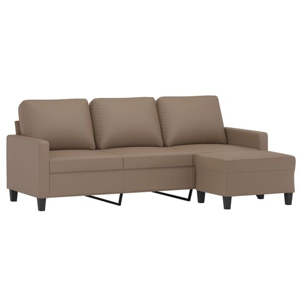 vidaXL 3-Sitzer-Sofa mit Hocker Cappuccino-Braun 180 cm Kunstleder