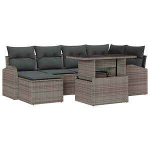 vidaXL Garten-Sofa-Set mit Kissen 7 pcs Grau