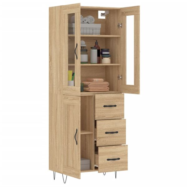 vidaXL Highboard Sonoma-Eiche 69,5x34x180 cm Holzwerkstoff