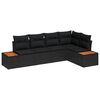 vidaXL Garten-Sofa-Set mit Kissen 5 pcs Schwarz Poly Rattan