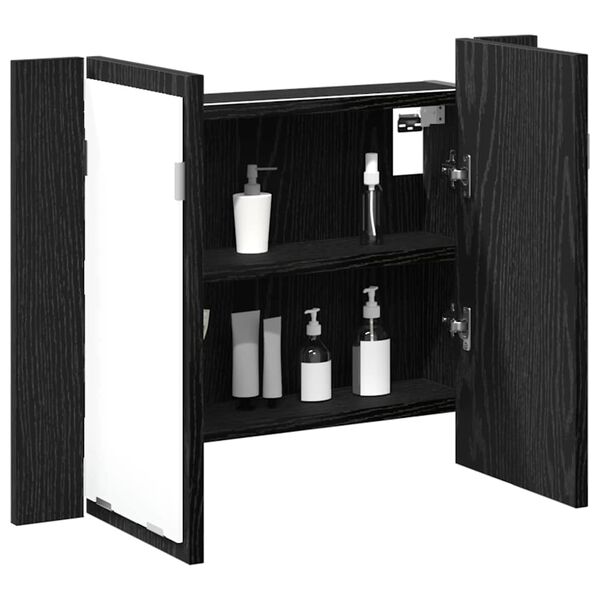 vidaXL Badezimmerspiegelschrank Schwarz Eichen-Optik 60 x 12 x 45 cm