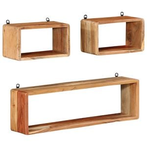 vidaXL 3-tlg. W&uuml;rfelregal-Set Massivholz Akazie