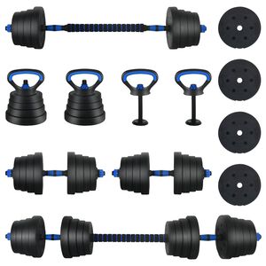 vidaXL 4-in-1 Hantelset 40kg Schwarz und Blau Zement und Eisensand