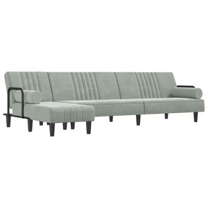 vidaXL Schlafsofa in L-Form Hellgrau 260x140x70 cm Samt