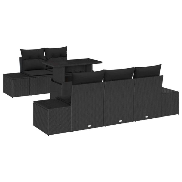 vidaXL Sofa Set mit Kissen 6 pcs Schwarz Poly-Rattan