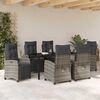 vidaXL Garten Essgruppe mit Kissen 7 pcs Grau Poly-Rattan