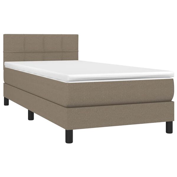 vidaXL Boxspringbett mit Matratze Taupe 100x200 cm Stoff