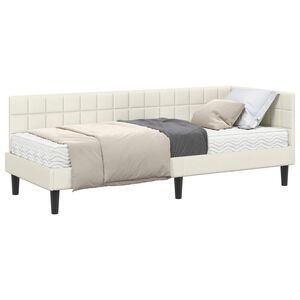vidaXL Eckbettgestell mit Matratze 2 stk. Creme 80 x 200 cm Samt
