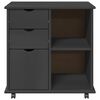 vidaXL Rollschrank Mit Rad Grau 63,5 x 39 x 65,5 cm Massivholz Kiefer