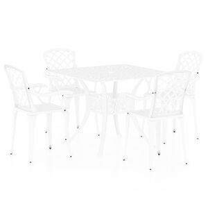 vidaXL 5-tlg. Bistro-Set Aluminiumguss Wei&szlig;