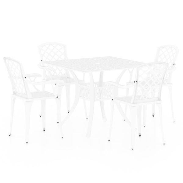 vidaXL 5-tlg. Bistro-Set Aluminiumguss Weiß