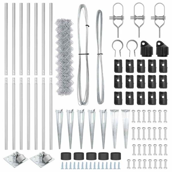 vidaXL Zaunpfosten Silber 10 x 1,2 m (40 x 40 mm Maschenweite) Stahl