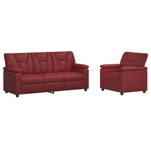 vidaXL Sofa-Set 2 pcs Weinrot Kunstleder