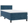 vidaXL Boxspringbett mit Matratze Dunkelblau 100x200 cm Samt