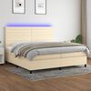 vidaXL Boxspringbett mit Matratze & LED Creme 200x200 cm Stoff
