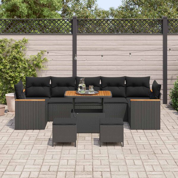 vidaXL Gartensofa-set 10 pcs Schwarz Poly-Rattan