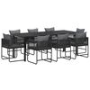 vidaXL Garten Essgruppe 9 pcs Schwarz und Anthrazit 200 x 80 x 73 cm