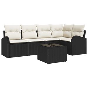 vidaXL Gartensofa-set mit Kissen 6 pcs Schwarz und Wei&szlig; Poly-Rattan
