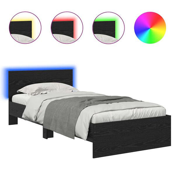 vidaXL Bettrahmen Schwarz Eichen-Optik 100 x 200 cm Holzwerkstoff