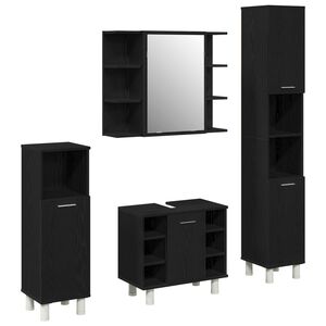 vidaXL Badezimmerm&ouml;bel-Set 4 Stk. Schwarz Holzwerkstoff
