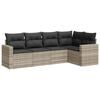 vidaXL 5-tlg. Garten-Sofagarnitur mit Kissen Hellgrau Poly Rattan
