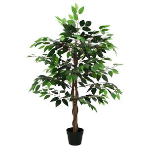 vidaXL K&uuml;nstliche Ficus-Pflanze Gr&uuml;n 90 x 16 x 110 cm Stoff und Holz