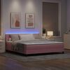 vidaXL LED Boxspringbett mit Matratze mit LED Rosa 180 x 200 cm Samt