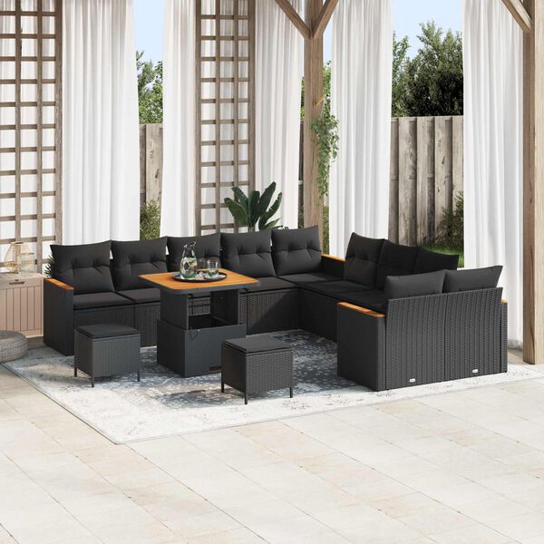 vidaXL Gartensofa-set 13 pcs Schwarz Poly-Rattan