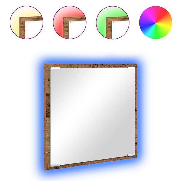vidaXL LED-Badezimmerspiegel Altholz 40 x 37 x 8.5 cm Holzwerkstoff