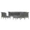 vidaXL 10-tlg. Garten-Lounge-Set mit Kissen Grau Poly Rattan