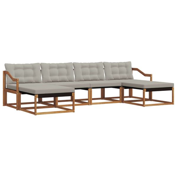 vidaXL Outdoor-Sofagarnitur mit Kissen 6 pcs Nat&uuml;rlich und Hellgrau