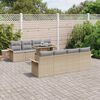 vidaXL Garten-Sofa-Set mit Kissen mit Speicher 9 pcs Beige Poly Rattan