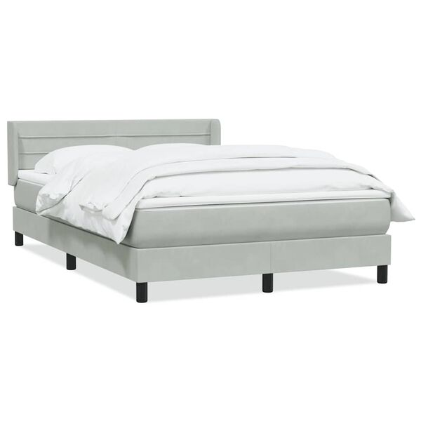 vidaXL Boxspringbett mit Matratze Hellgrau 140x220 cm Samt