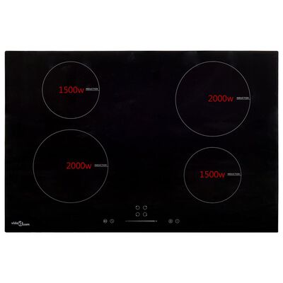 vidaXL Induktionskochfeld mit 4 Platten Touch Control Glas 77cm 7000 W