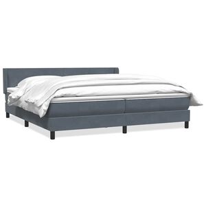 vidaXL Boxspringbett mit Matratze Dunkelgrau 180x220 cm Samt