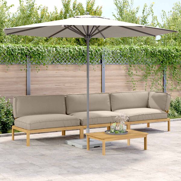 vidaXL Sofa Set mit Kissen Uni 4 pcs Taupe Massivholz Akazie