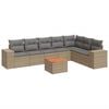 vidaXL 8-tlg. Garten-Sofagarnitur mit Kissen Beige Poly Rattan