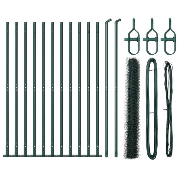 vidaXL Zaunpfosten Gr&uuml;n 25 x 0,8 m (50 mm Mesh) Stahl und PVC