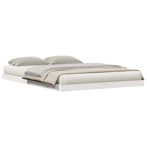 vidaXL Bodenbettrahmen Wei&szlig; 213,5 x 104 x 9 cm Massives Kiefernholz