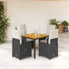 vidaXL 5-tlg. Garten-Bistro-Set mit Kissen Schwarz Poly Rattan