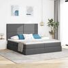 vidaXL Bett mit LED-Lichtleisten Dunkelgrau 200 x 200 cm Stoff